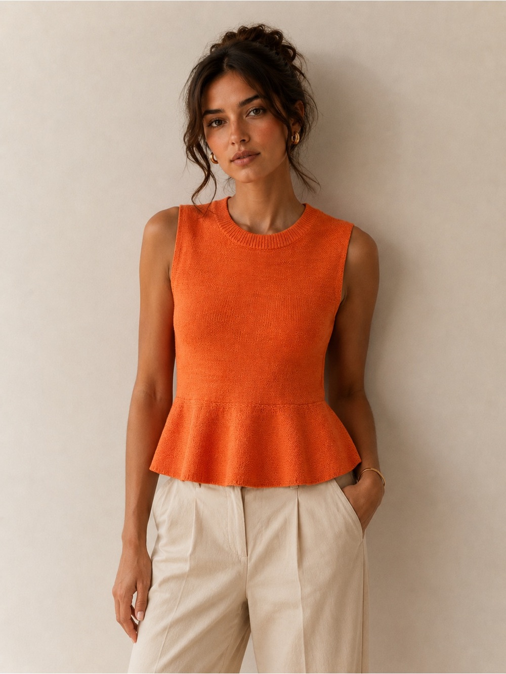 98 Sleeveless Ruffle Hem Sweater Vest